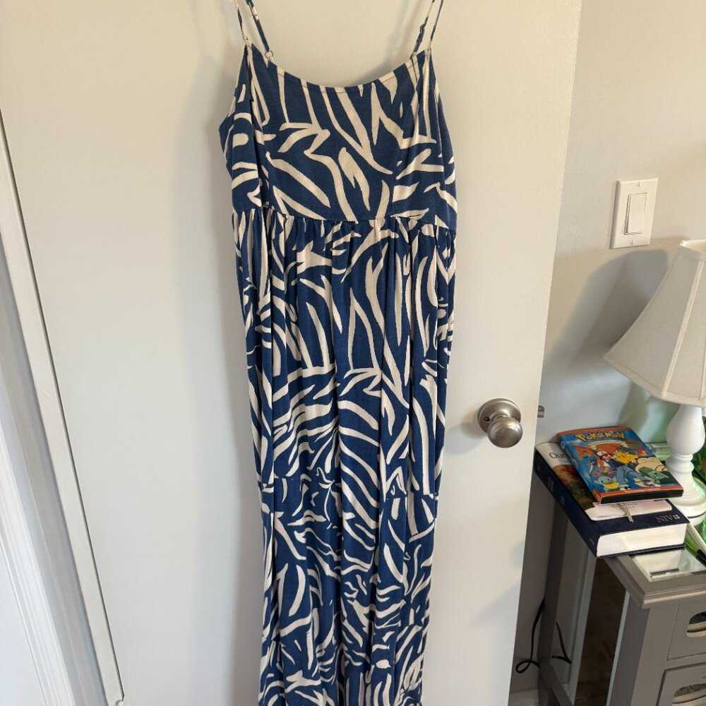Japna Blue and White Smocked Dress - EUC